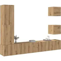 vidaXL 5-delig Tv-meubelset wandmontage bewerkt hout artisanaal eiken