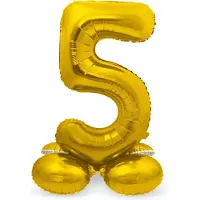 Folat - Cijfer 5 Goud met standaard - 72 cm