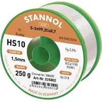 Stannol HS10 2510 Soldeertin, loodvrij Spoel Sn99,3Cu0,7 ROM1 250 g 1.5 mm