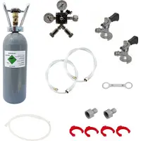 Ich-zapfe Accessoirepakket voor biertap Kontakt 2-kraans - met Fustkoppeling - Type A, Type S en CO2-fles 2 kg