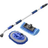 Proplus Wasborstel - 1.90 m - Telescopische Steel - Verstelbaar - met Chenille Microvezel - 3D Wasborstelkop - Alleen Gebruiken met Koud Water - Multifunctionele Wasborstel - Blauw