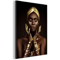MuchoWow Aluminium schilderij 60x80 cm - Wanddecoratie metaal - Vrouw - Abstract - Goud - Portret - Metalen muurdecoratie woonkamer - Decoratie industrieel - Foto op dibond - Industriële accessoires slaapkamer