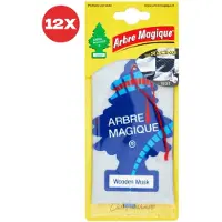 ARBRE MAGIQUE 12 stuks Geurboom luchtverfrisser voor in de auto Wooden Musk – Car Parfum – Geurboompje – Geurbooster – Wonderboom – Geurverfrisser – Nieuwe Auto – Autogeur – Autoparfum – Geurblad