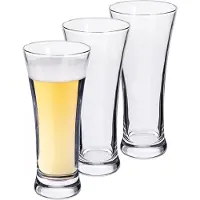 Alessandro Bierglazen Flutes Crystal - 3x stuks - glas - 350 ml - 7 x 15 cm - Speciaal bier glazen