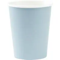 Givi Italia Feestbekers met hoesjes - 8x - lichtblauw - papier - 250ml - kinderfeestje - biologisch afbreekbaar