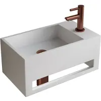 Boss & Wessing Fonteinset BWS Solid Surface Met Handdoekhouder Rechts Mat Wit Koper