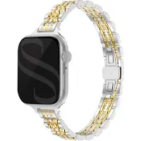 Selencia Slim Steel Jubilee Inspired schakelbandje voor de Apple Watch | 38/40/41/42 mm - Zilver & Goud