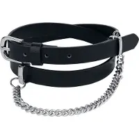 Rock Rebel by EMP Riem - Narrow Black Belt with Decorative Chain - voor Vrouwen - zwart - Maat 85 cm
