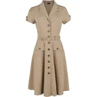 Voodoo Vixen - Rockabilly Midi-jurk - Ida Safari Flare Dress - XS tot 4XL - voor Vrouwen - bruin - Maat M