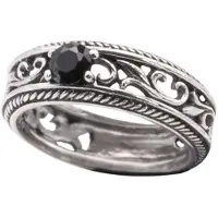 EtNox - Gothic Ring - Princess - voor Vrouwen - zwart-zilverkleurig - Maat 62