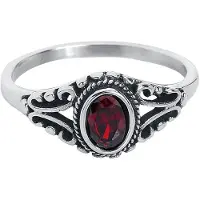 EtNox - Gothic Ring - Ruby - voor Vrouwen - zilverkleurig - Maat M