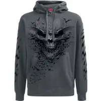 Spiral - Gothic Trui met capuchon - Bat Skull - M tot XXL - voor Mannen - grijs | Maat M
