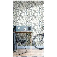 Overig Vliesbehang Friends & Coffee 16632 - Metallic Staalblauw - Wit - Beige - 10,05 M X 53 Cm