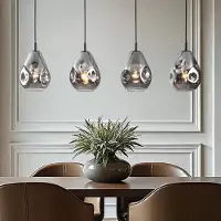 LumenXL 4-lichts design hanglamp zwart met smoke glas - Faliste