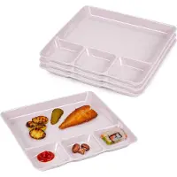 PlasticForte Vakjesborden - 6x stuks - roze - gourmetbord - 4-vaks - kunststof - 26 x 24 cm - fonduebord