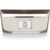 Woodwick Heartwick Flame Ellipse Geurkaars - White Teak - 50 branduren