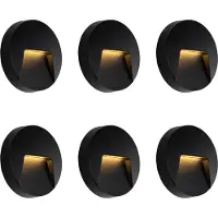 QAZQA Set van 6 ronde zwarte buitenwandlampen incl. LED IP65 - Gem