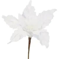 Springos Kunstbloem - Witte Poinsettia - Ster van Bethlehem - Wit - Glitters