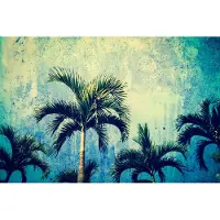 Karo-art Fotobehang Palmbomen In Grunge-Stijl - Vliesbehang - 416 x 290 cm