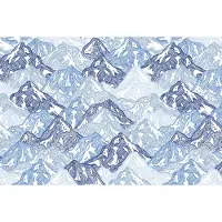 Karo-art 400cm X 280cm - Fotobehang - Patroon van bergen, blauw, mooie lichte kleuren, 11 maten, incl behanglijm