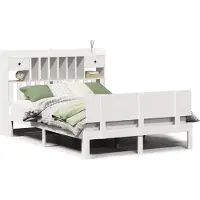 vidaXL Bed met boekenkast zonder matras grenenhout wit 150x200 cm