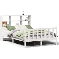 vidaXL Bed met boekenkast zonder matras grenenhout wit 160x200 cm