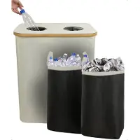 Bellettini Prullenbak Afvalscheiding Speciaal Voor Flessen en Blikken- Flessenmand - 160L - 600D Oxford - Beige