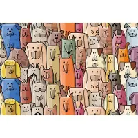 Karo-art 416cm X 290cm - Fotobehang - Kleurrijke Cartoon Honden, 11 maten, ook mooi in de kinderkamer, inclusief behanglijm
