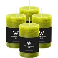 Wiedemann Cilinderkaars/stompkaars - 4x - rustieke kaars - lichtgroen - 6 x 9 cm - 30 branduren