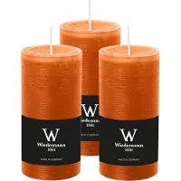 Wiedemann Cilinderkaars/stompkaars - 3x - rustieke kaars - cognac bruin - 6 x 12 cm - 42 branduren