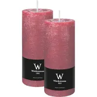 Wiedemann Cilinderkaars/stompkaars - 2x - rustieke kaars - oudroze - 7 x 16 cm - 66 branduren