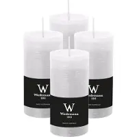 Wiedemann Cilinderkaars/stompkaars - 4x - rustieke kaars - wit - 6 x 12 cm - 42 branduren