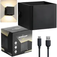 Pitt & co. Wandlamp Binnen Zwart - met Bewegingssensor - Oplaadbaar – Draadloos 2700K – Trapverlichting – Wandlamp Badkamer/slaapkamer/woonkamer – Up Down