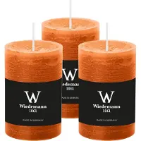 Wiedemann Cilinderkaars/stompkaars - 3x - rustieke kaars - cognac - 6 x 9 cm - 30 branduren