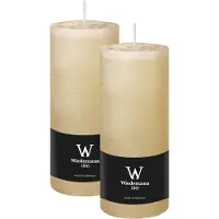 Wiedemann Cilinderkaars/stompkaars - 2x - rustieke kaars - creme wit - 7 x 16 cm - 66 branduren