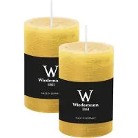 Wiedemann Cilinderkaars/stompkaars - 2x - rustieke kaars - okergeel - 6 x 9 cm - 30 branduren