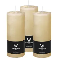 Wiedemann Cilinderkaars/stompkaars - 3x - rustieke kaars - creme wit - 7 x 16 cm - 66 branduren