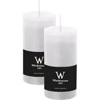 Wiedemann Cilinderkaars/stompkaars - 2x - rustieke kaars - wit - 6 x 12 cm - 42 branduren