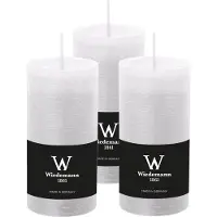 Wiedemann Cilinderkaars/stompkaars - 3x - rustieke kaars - wit - 6 x 12 cm - 42 branduren