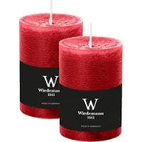 Wiedemann Cilinderkaars/stompkaars - 2x - rustieke kaars - rood - 7 x 10 cm - 43 branduren