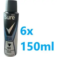 Sure - Rexona Men - Invisible Ice - Deodorant - 6 x 150 ml - Voordeelverpakking