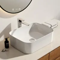 Emke Opzetwastafel - Keramiek - Glans Wit - 50.5x38x15 cm - Badkamer Wasbak