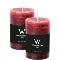 Wiedemann Cilinderkaars/stompkaars - 2x - rustieke kaars - bordeauxrood - 6 x 9 cm - 30 branduren