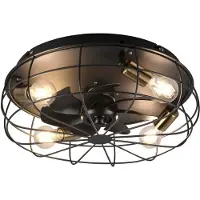 TRIO REALITY TRONDHEIM - Ventilator - Zwart mat - excl. 4x E27 4 W - Licht apart schakelbaar - Afstandsbediening - 3 snelheidsinstellingen - Timer