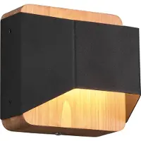 TRIO Wand lamp Arino 12cm zwart met houtbruin