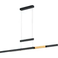 TRIO TRAJAN - Hanglamp - Zwart mat met messing - incl. 1x SMD 45W - Hoogte en lengte verstelbaar - Touch dimmer - Traploos instelbare lichtkleur - Verlichting omhoog en omlaag