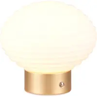 TRIO REALITY EARL - Tafellamp - Messing mat - incl. 1x SMD 2W - Touch functie - Oplaadbaar - Snoerloos - Wit glas
