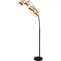 RL LIVE YOUR LIGHT REALITY BOLZANO - Vloerlamp - Zwart mat - excl. 5x E14 10W - Voetschakelaar - Kap Houtlook