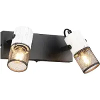 TRIO TOSH - Spot - Zwart wit - excl. 2x E14 15W - Wandspot met schakelaar - Houten elementen in wit