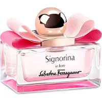Salvatore Ferragamo Signorina In Fiore, voor dames, 30 ml, bloemig-fruitig parfum. Inhoud: alcohol denat. (SD alcohol 39-C), parfum (geur), aqua (water), linalool, limoneen, benzyl..., 1 stuk, 90 mm